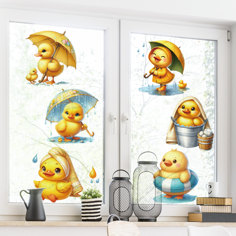 卡通可爱小黄鸭子墙贴纸防水自粘幼儿园教室布置装饰墙壁纸挡洞