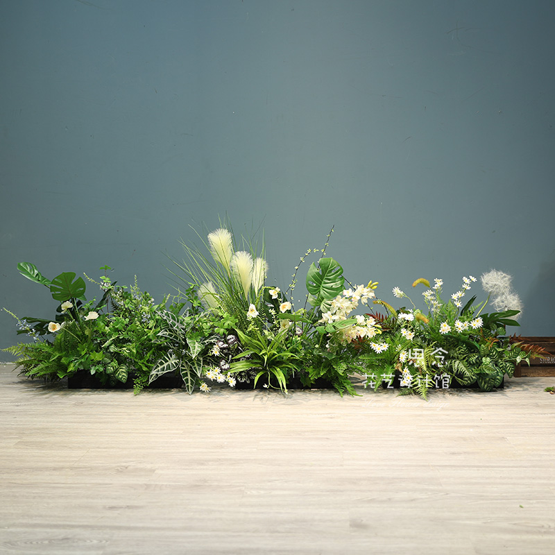 仿真绿植植物餐厅桌槽橱窗美甲店小转角卡座会所简约清新装饰绢花