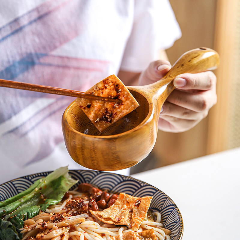 舍里吃螺蛳粉大勺日式木质盛汤稀饭粥勺吃播大号汤勺家用舀米水瓢