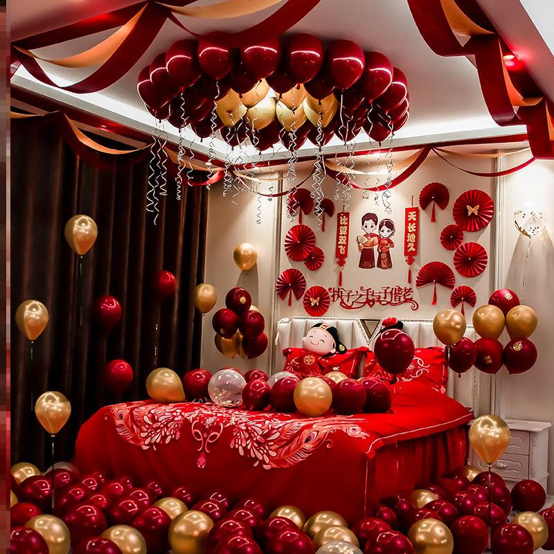 出嫁娘家房间布置装扮拉花婚房浪漫气球喜庆女儿酒店新款创意用品