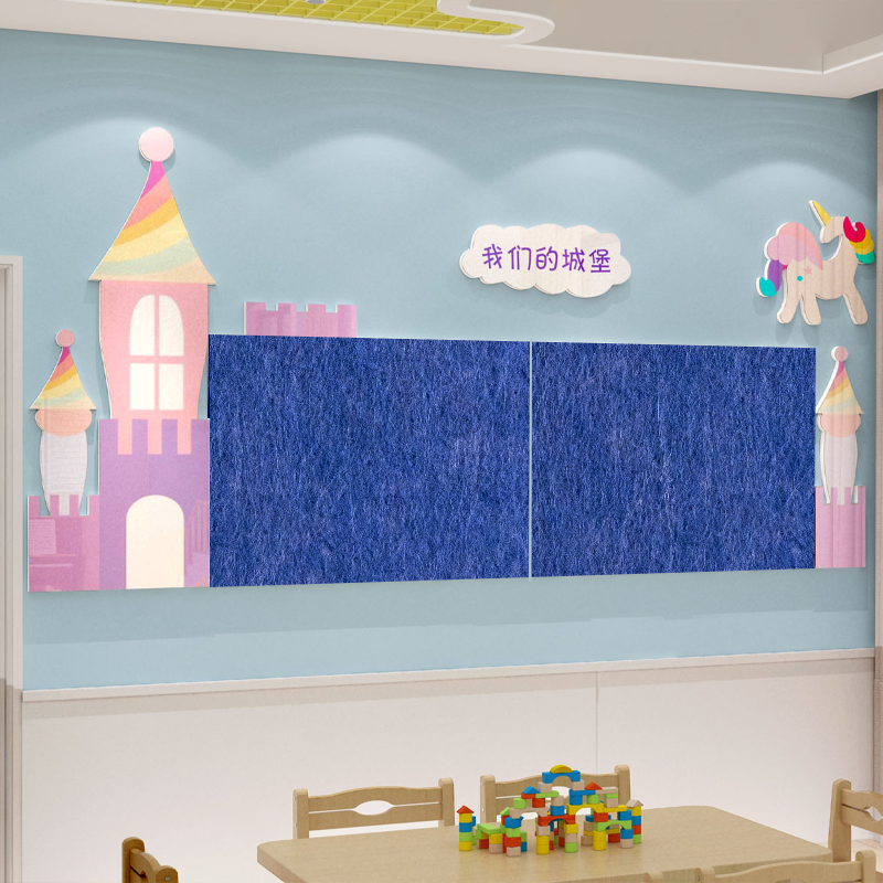 幼儿园主题墙毛毡板美术教室布置装饰培训机构学生作品展示墙贴纸