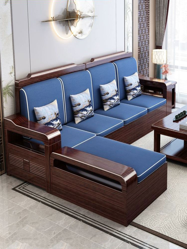 2024新款紫金檀木实木沙发组合小户型中式客厅储物木沙发冬夏两用