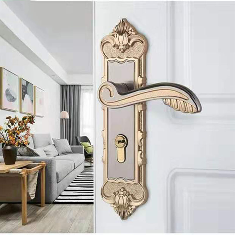 简约室内房门锁卧室房间门家用老式通用型钛金色门把手铝合金门锁