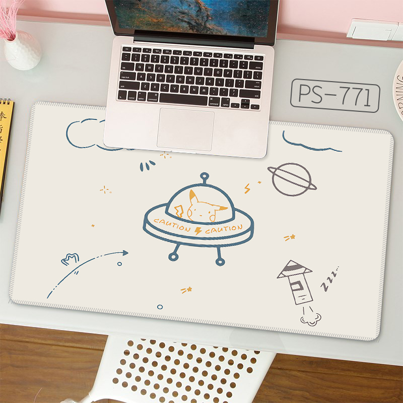 简笔画系列超大鼠标垫可爱女生办公室桌面垫加厚锁边防滑护腕胶垫