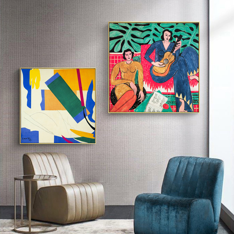 马蒂斯装饰画 野兽派现代客厅抽象色彩挂画壁画音乐餐厅卧室油画