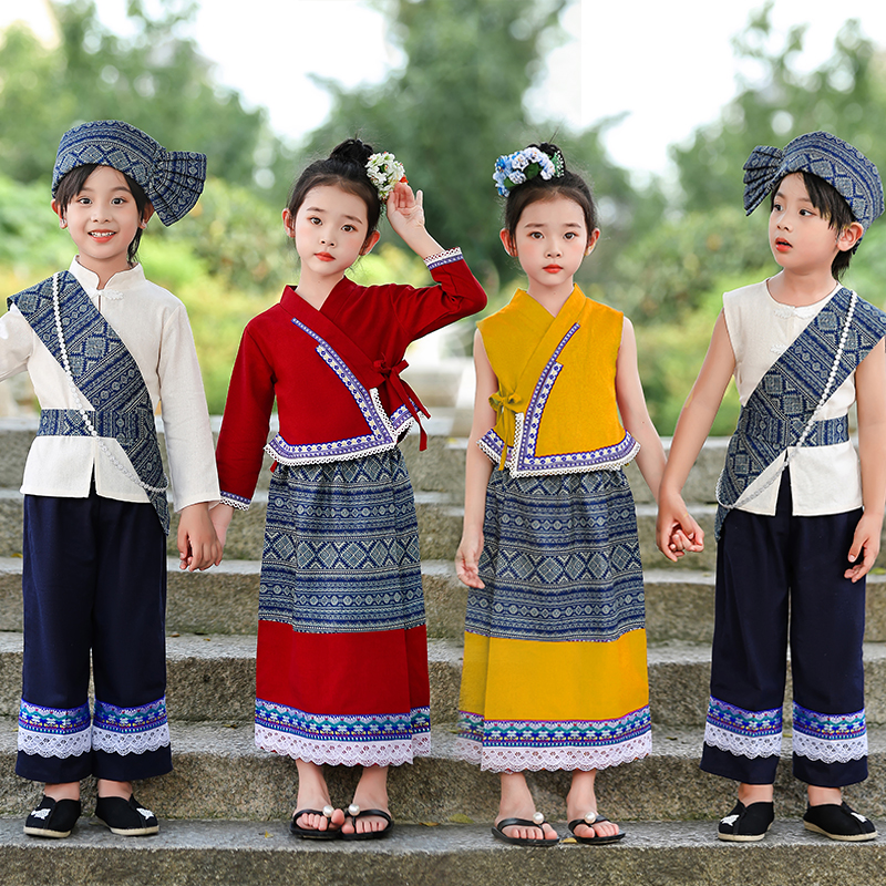 儿童傣族舞蹈服装男女童云南西双版纳民族服饰泼水节演出服日常装