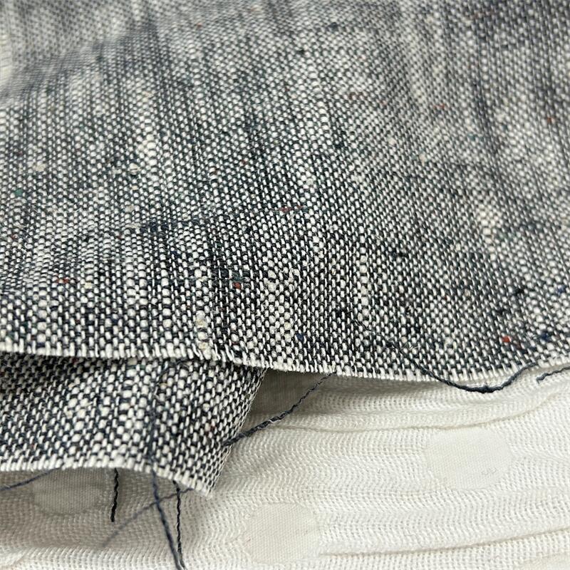 品牌单 经典深灰白编织钢花彩点加厚纯亚麻 外套袍子设计师面料
