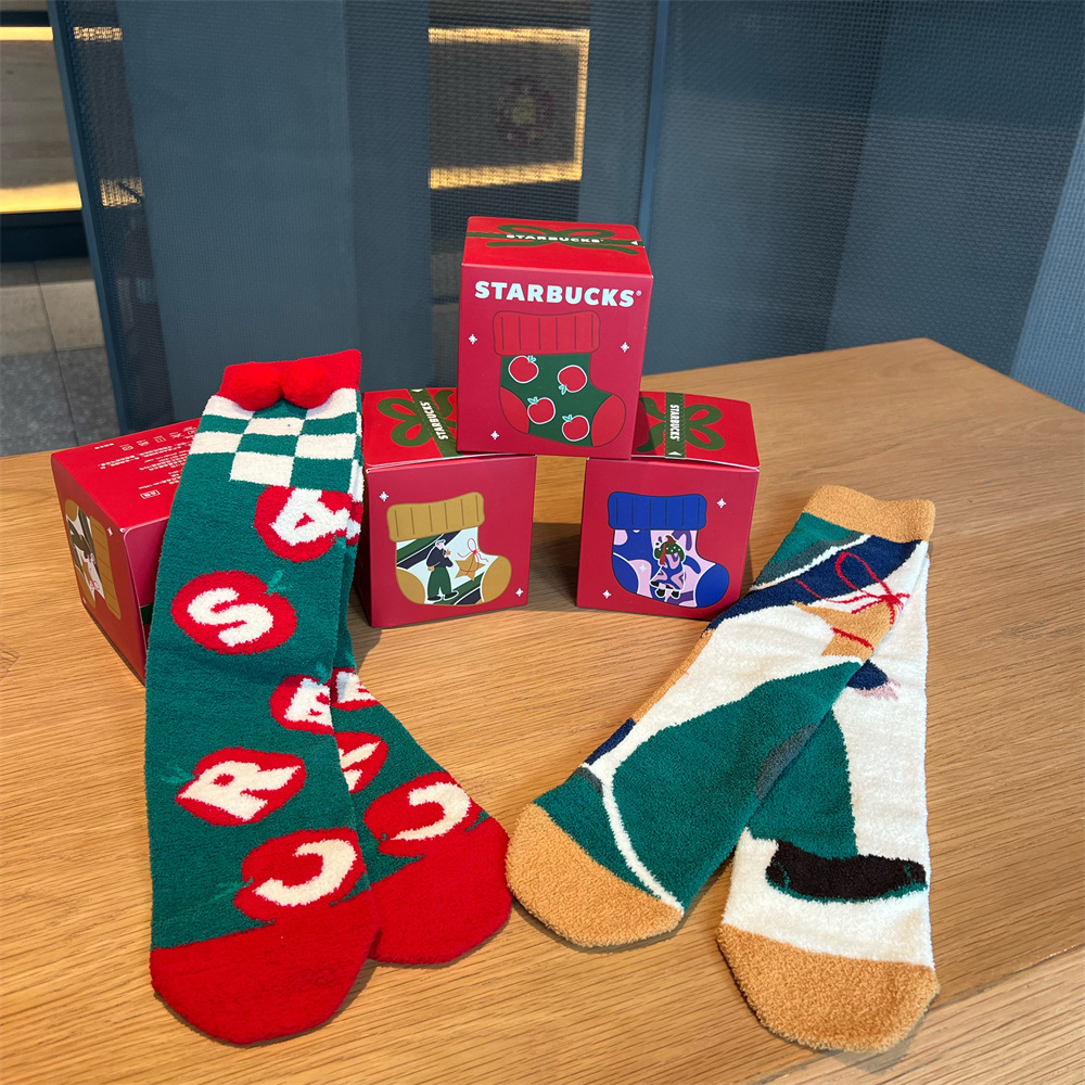 星巴克圣诞礼物送小朋友女孩子运动袜套堆堆袜高筒袜子盲盒随机