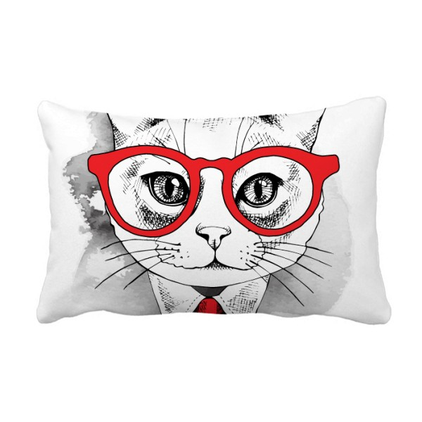 商务猫头像保护动物爱宠人士抱枕靠枕腰枕沙发靠垫双面含芯礼物