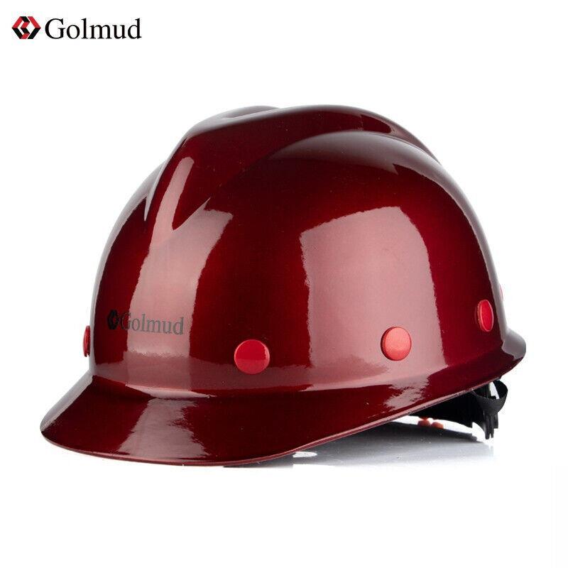 安全帽工地工人施工玻璃钢防撞帽子定制logo印字GM736酒红