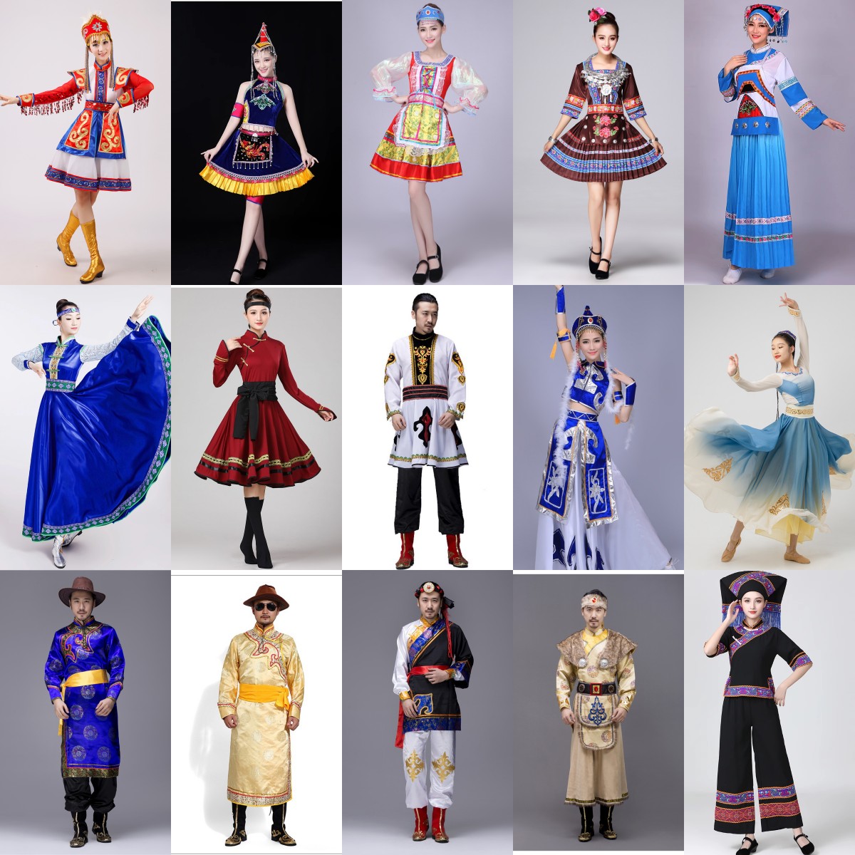 出租少数民族服装裕固族表演舞蹈演出服锡伯族朝鲜服纳西族