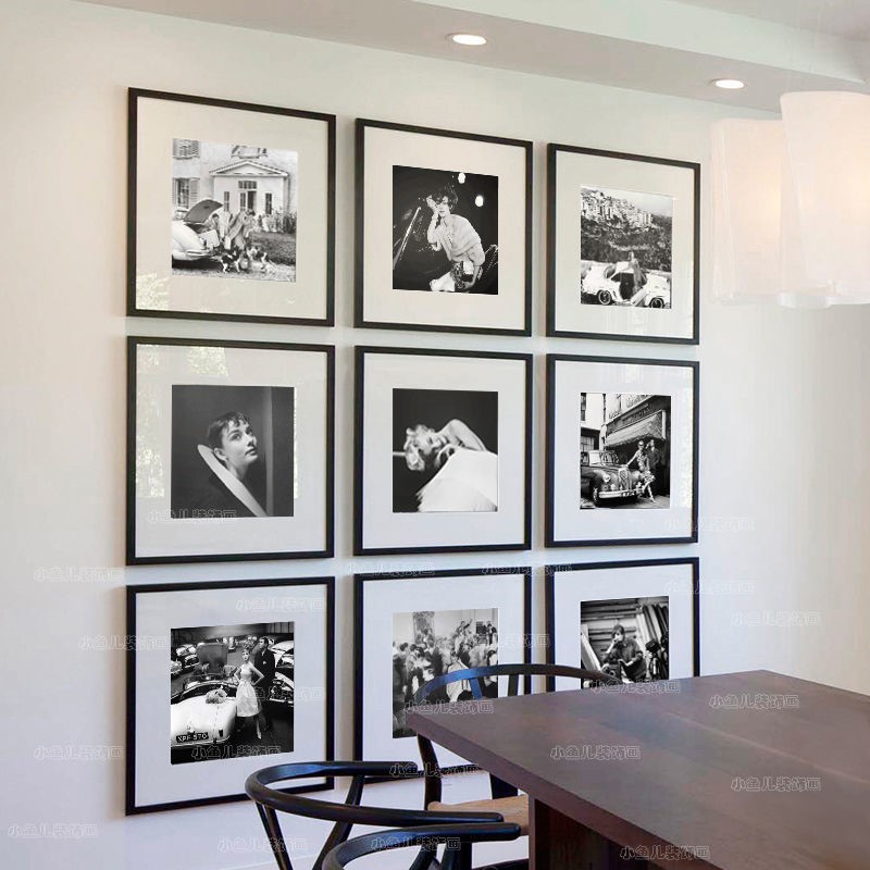 赫本梦露黑白摄影人物装饰画现代轻奢客厅组合晶瓷挂画复古艺术墙