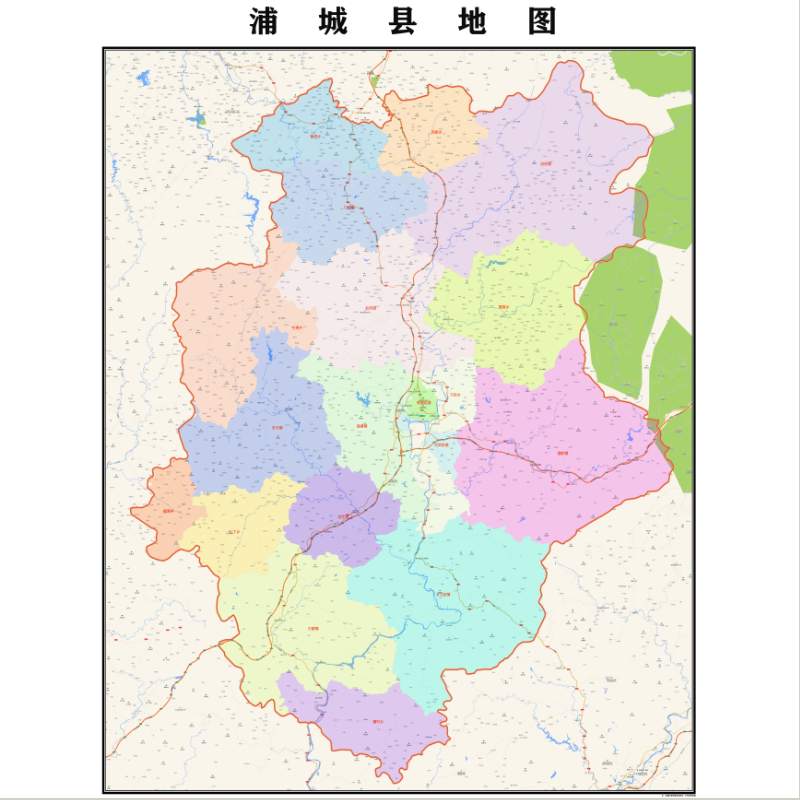 南平市浦城县地图2023年行政区划市区主城区街道交通地图图片素材