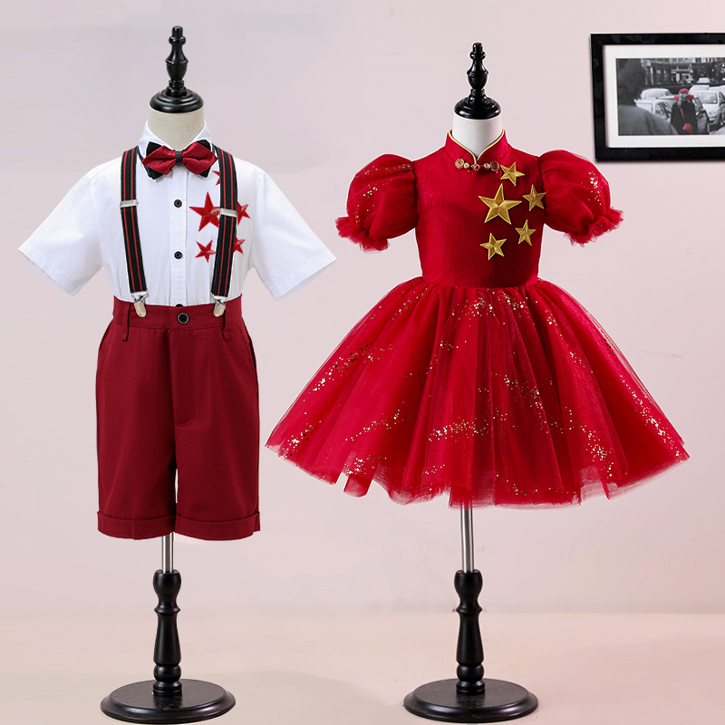 幼儿园毕业服装儿童演出服蓬蓬裙小学生红歌比赛男女童大合唱服装