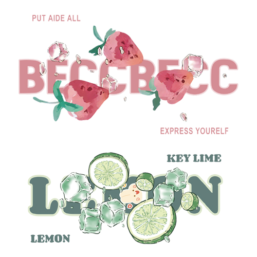 夏季柠檬字母可爱印花辅料装饰贴柯式热转印过粉烫画图案