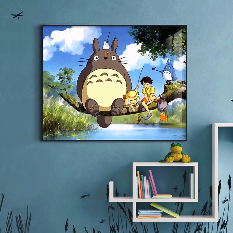 宫崎骏龙猫卡通动漫儿童房装饰画背景墙壁画男孩女孩卧室床头挂画