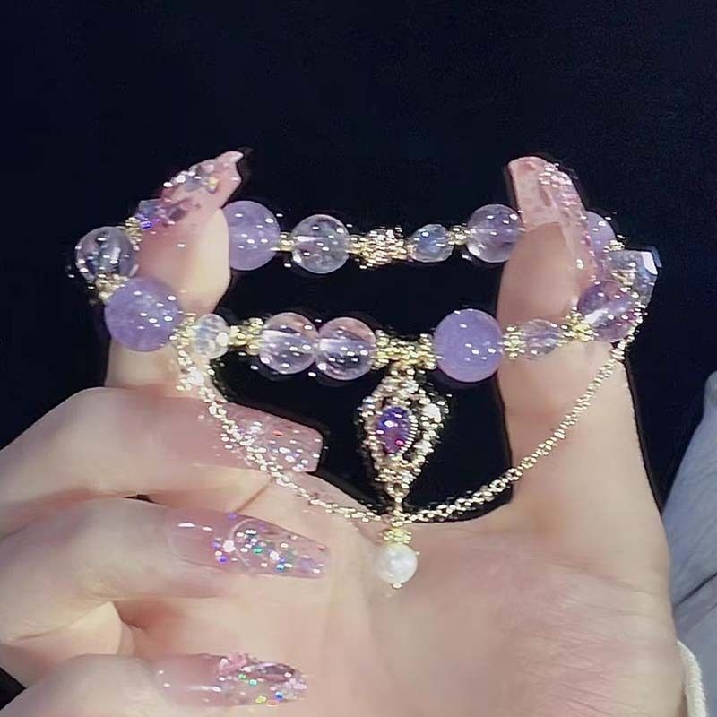 【塞纳美人】紫色串珠手链新中式轻奢小众精致仙气双层叠戴手串