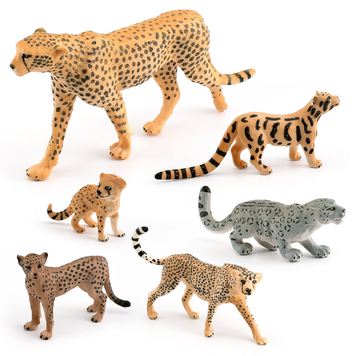 6款豹子模型仿真动物猎豹花豹雪豹印度豹桌面场景摆件 儿童玩具