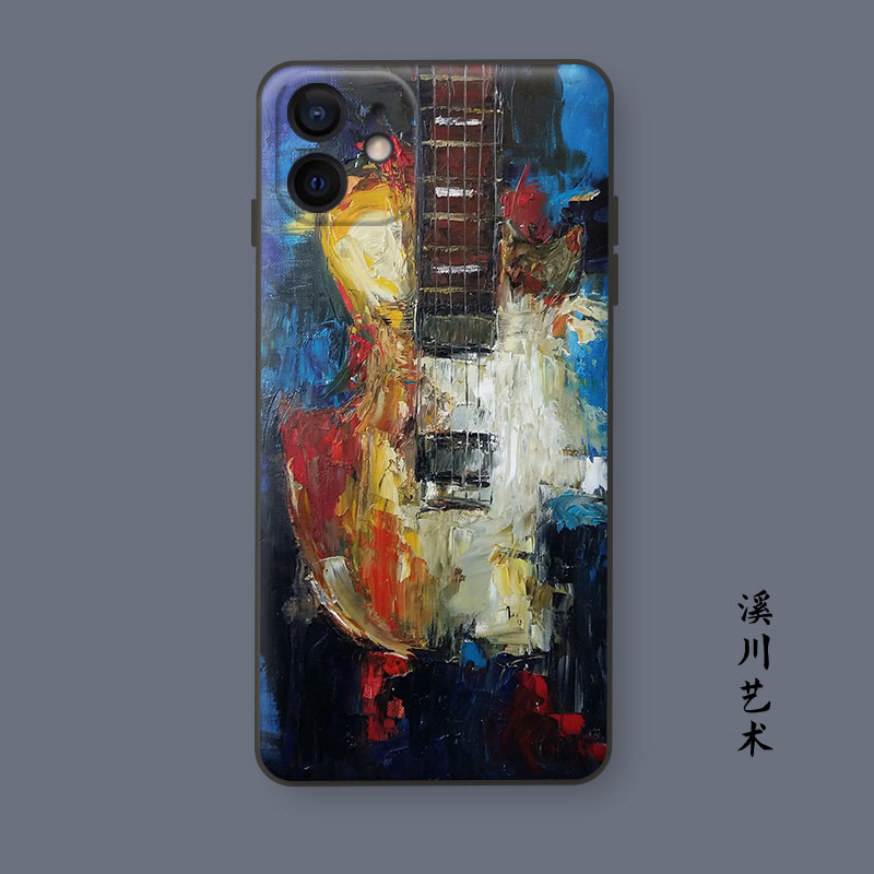 抽象吉他油画适用苹果13promax手机壳iphone12 /11/8plus/xr/6软