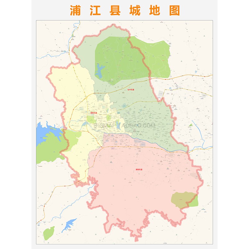 金华市浦江县城地图2022路线定制城市交通卫星影像区域划分贴图
