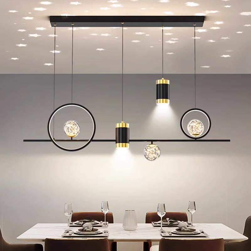 星空灯风格餐厅灯吊灯新款北欧现代简约长条灯吧台灯创意个性灯具