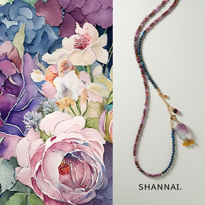 shannai原创「暮山佛紫」长款中式项链女小众复古国风串珠毛衣链