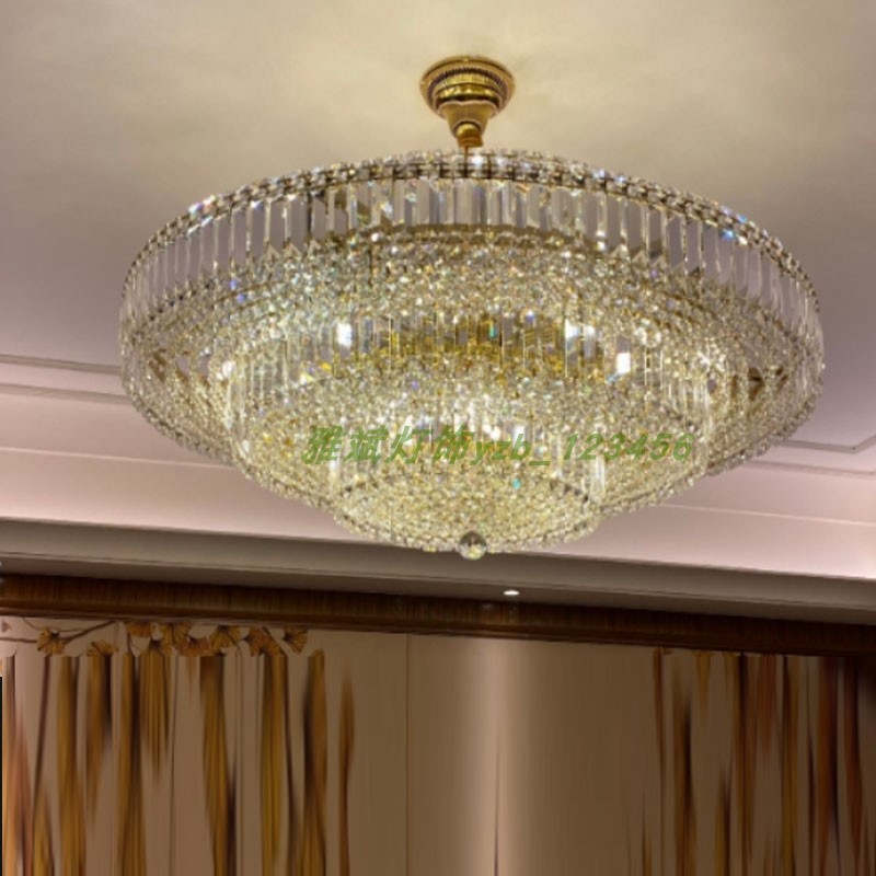 现代简约客厅餐厅卧室灯圆形设计师美式奢华别墅轻奢法式水晶吊灯