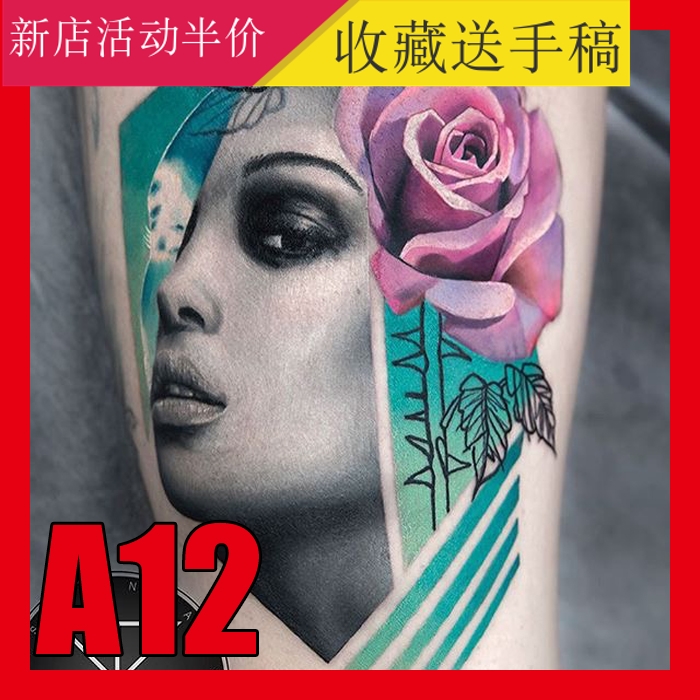彩色欧美写实纹身资料刺青图案国外大师作品集玫瑰素材花臂满背