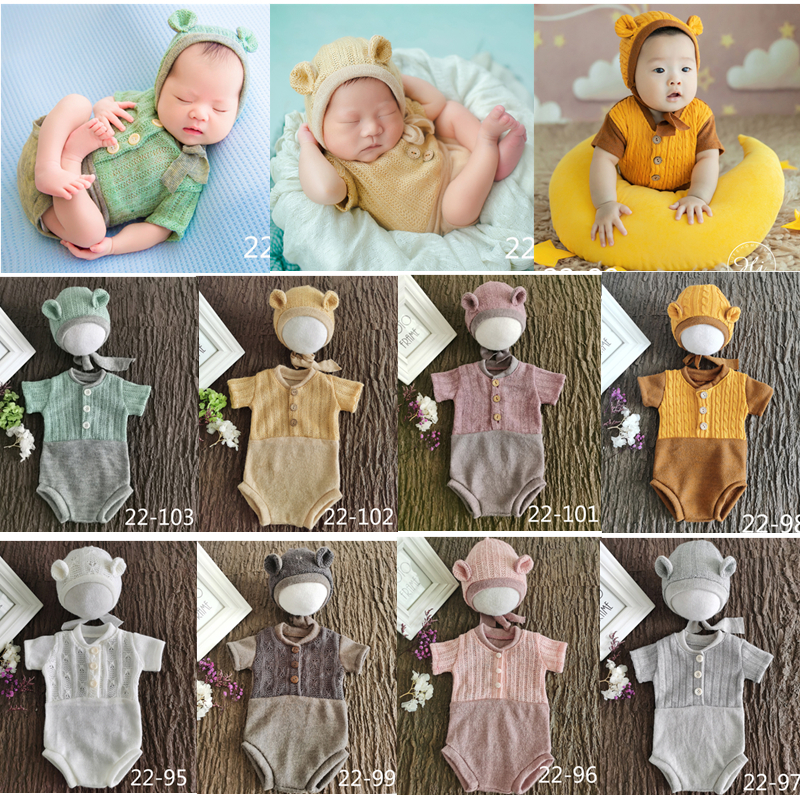 影楼道具婴儿摄影服装新生儿满月百天照帽子衣服宝宝月子拍照写真