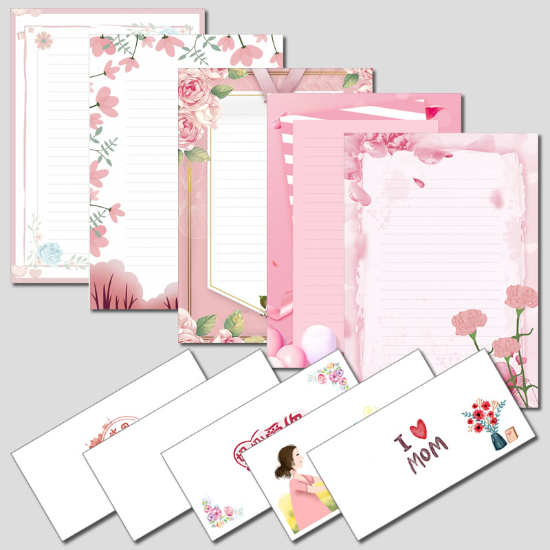 定制#母亲节系列好看的a4彩色信封信纸套装感恩家书书信代打印