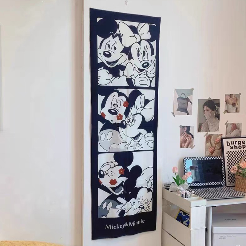 ins米奇米老鼠动漫卡通冰箱玄关竖版装饰布艺挂画墙上挂布背景布