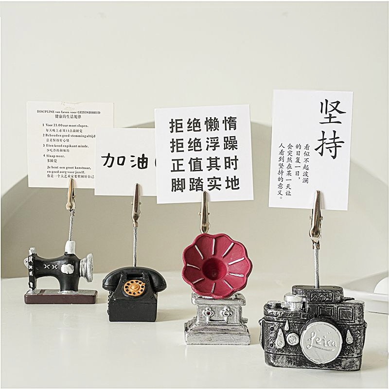 日式创意复古照片夹名片夹留言夹便签夹树脂桌面装饰摆件拍照道具