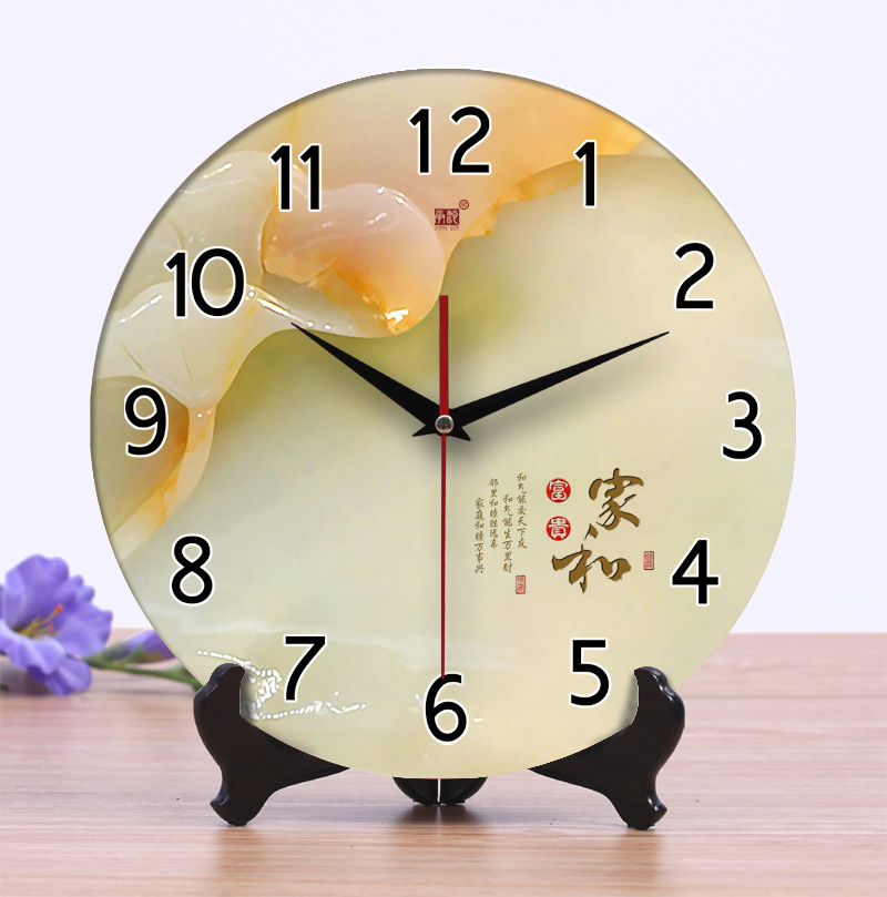 承沁新品陶瓷钟表创意时钟客厅挂钟座钟两用静音仿玉雕大数字摆钟