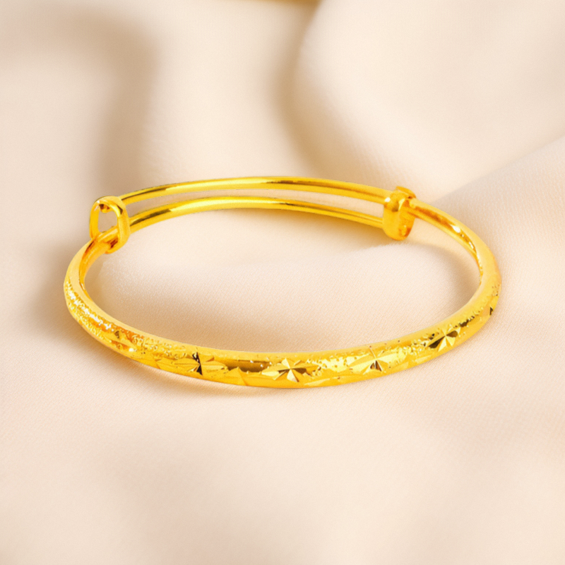 越南沙金手镯黄金色时尚圆肚手环款式新颖多款满天星双鱼推拉镀金