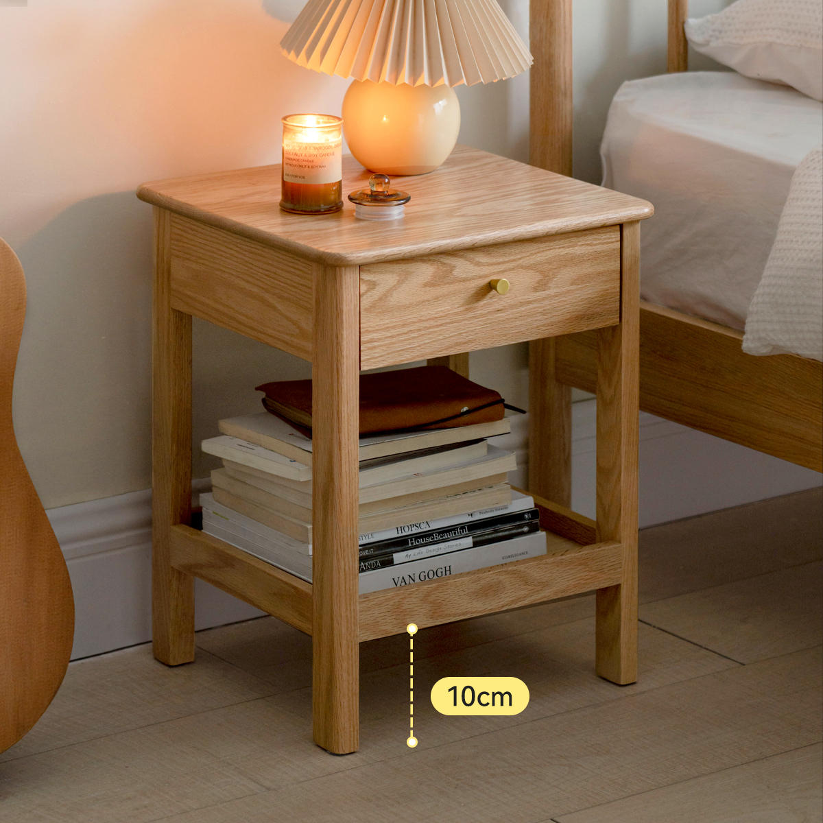 维莎实木床头柜北欧小型储物方几橡木收纳置物柜现代简约卧室家具