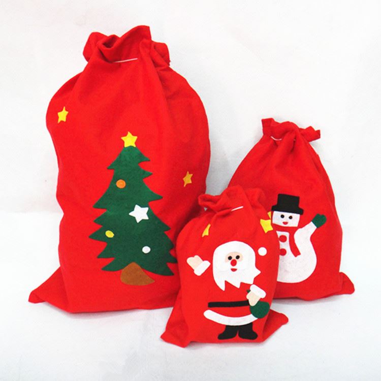 厂家圣诞节礼物袋圣诞老人背包无纺布礼品袋手工贴花促销礼品