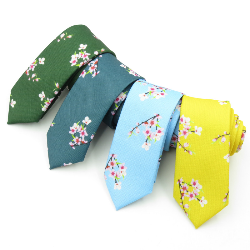 领带男潮个性6cm男领带 花卉男女士桃花图案设计韩版休闲窄领带