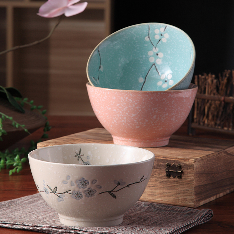 雅泰雪花瓷日式陶瓷饭碗面碗家用手绘创意瓷碗米饭碗汤碗陶瓷餐具