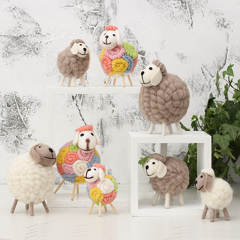 花儿与少年同款小羊摆件北欧毛线绒彩色棉羊冰岛纪念品房间装饰