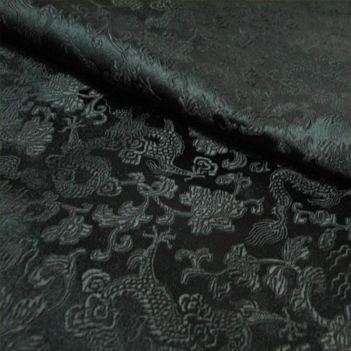 黑色本底本花中国龙风优质织锦缎布料/丝绸缎子面料/唐装古装汉服