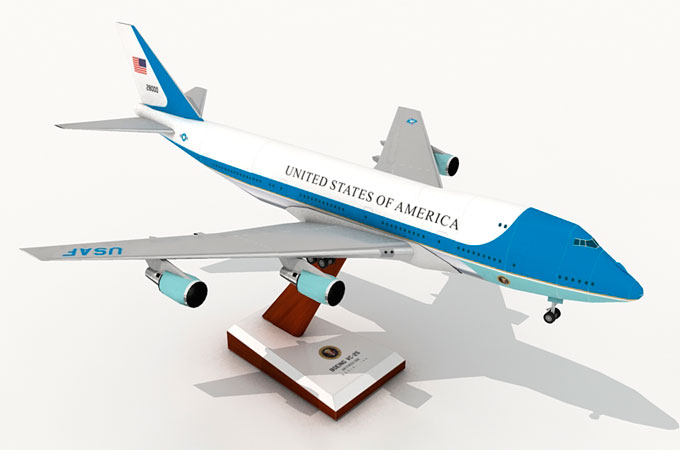 波音B-747-200/Vc25空军一号总统专机航空飞机客机3D纸模型diy