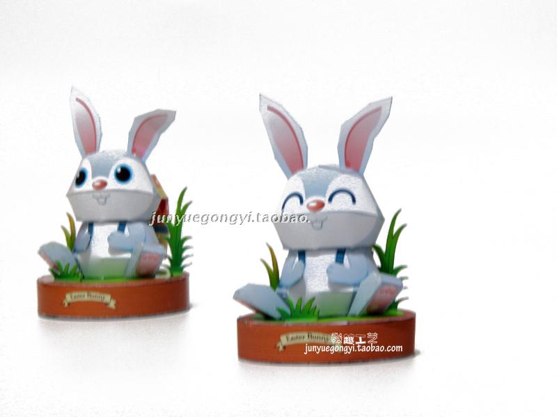 满68包邮复活节日彩蛋兔子一只兔子两种表情儿童手工3D纸模型diy