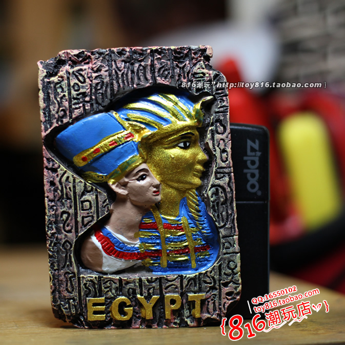 埃及EGYPT 古埃及法老与王后 埃及浮雕壁画石刻款 冰箱贴