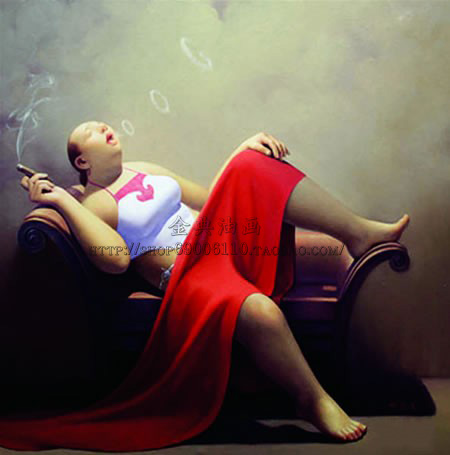 手绘油画无框画装饰画客厅卧室中式人物 刘宝军抽烟袋的女人LBJ6