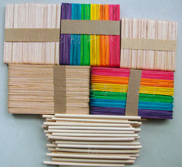 彩色雪糕棒幼儿园diy手工制作拼装房子建筑材料冰棍帮小圆木棒棍