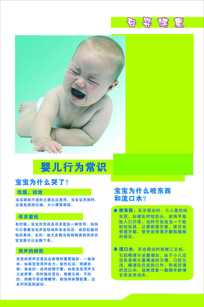 668海报印制展板素材650母婴健康婴儿行为常识哭咬东西流口水