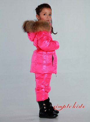 俄罗斯冬季宝宝男女童套装大毛领羽绒服儿童-40度羽绒服滑雪服