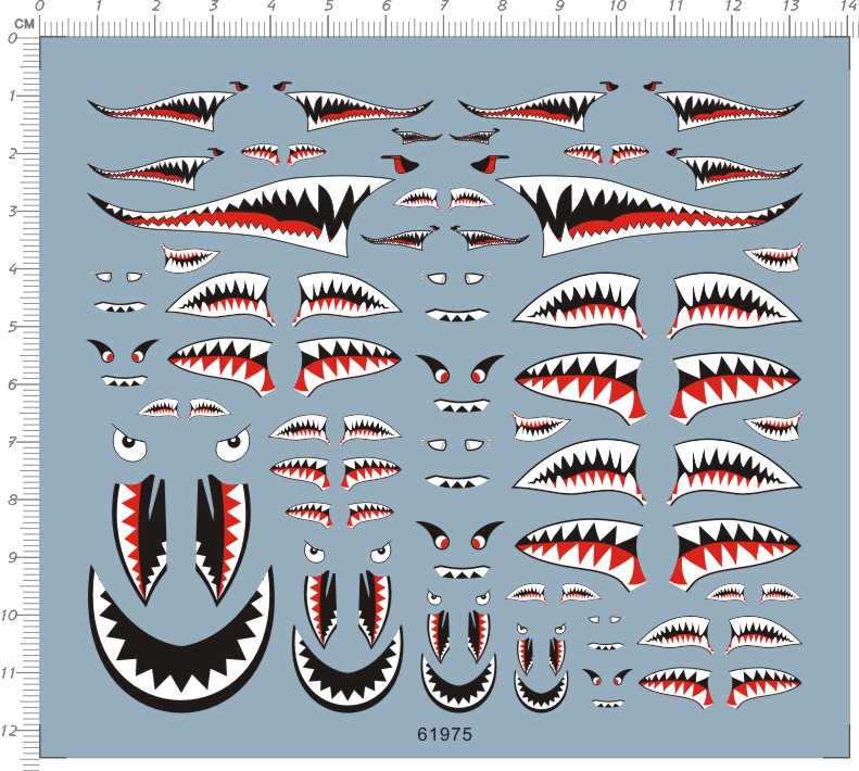 天地模型 鲨鱼嘴巴牙齿眼睛模型水贴纸 请自行参考大小