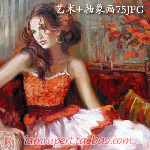 外国画家作品欧式抽象时尚人物女孩装饰油画插画集 75P图片Y026