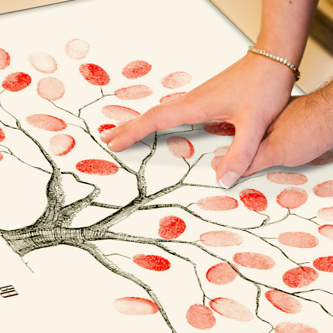 个性定制手绘素描大树签到画布 DIY创意生日婚礼派对签到册签名本